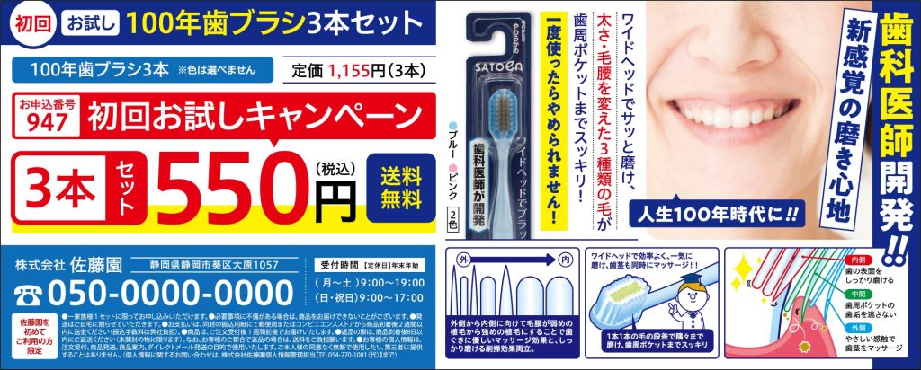 100年歯ブラシ3本セット