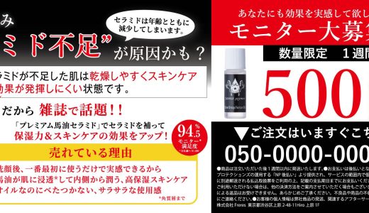 「プレミアム馬油セラミド」500円モニター