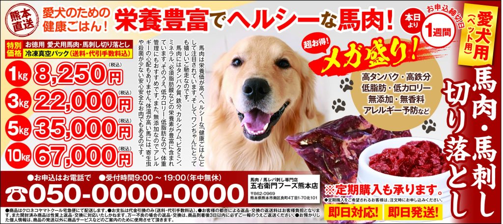 ペット用　メガ盛り　馬肉　切り落とし　（1kg）